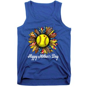 Leopard American Flag Baseball Mom Softball Mothers Day Gift Tank Top