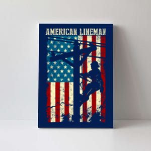 Lineman American flag Electric Cable gift Patriotic Lineman Canvas