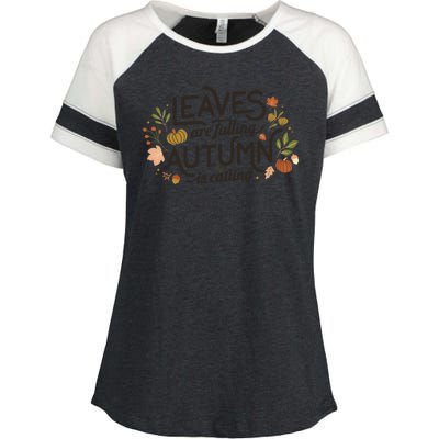 Leaves Are Falling Autumn Is Calling Enza Ladies Jersey Colorblock Tee