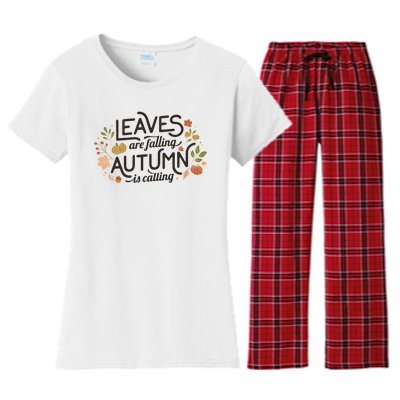 Leaves Are Falling Autumn Is Calling Women's Flannel Pajama Set