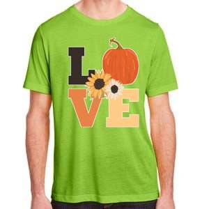 LOVE Autumn Floral Pumpkin Fall Season Adult ChromaSoft Performance T-Shirt