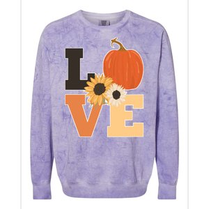 LOVE Autumn Floral Pumpkin Fall Season Colorblast Crewneck Sweatshirt