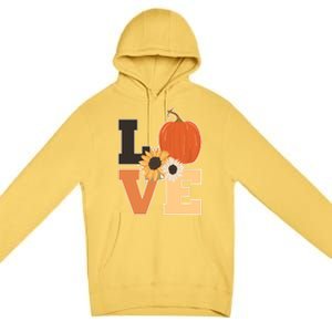 LOVE Autumn Floral Pumpkin Fall Season Premium Pullover Hoodie