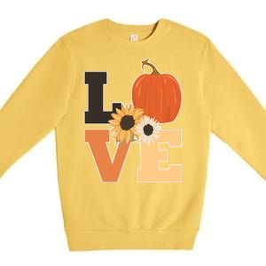 LOVE Autumn Floral Pumpkin Fall Season Premium Crewneck Sweatshirt