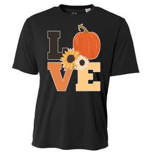 LOVE Autumn Floral Pumpkin Fall Season Cooling Performance Crew T-Shirt