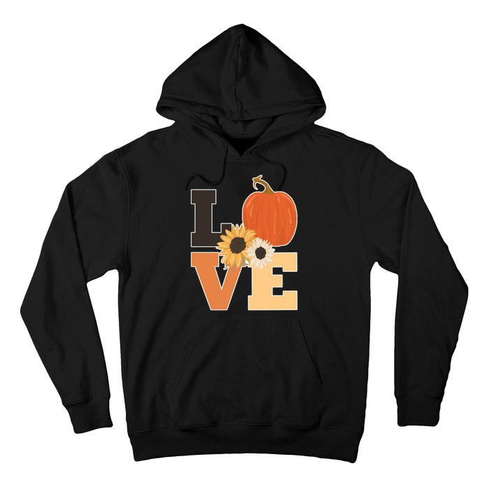 LOVE Autumn Floral Pumpkin Fall Season Hoodie