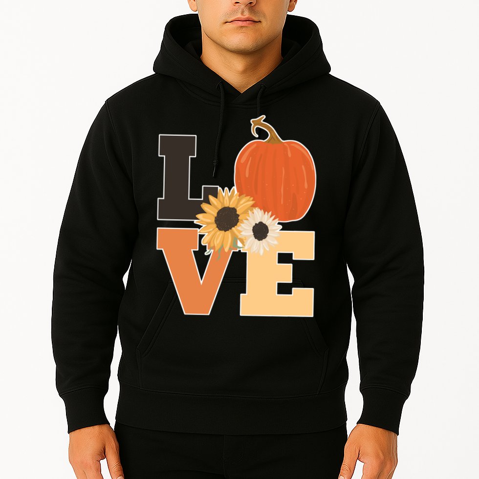 LOVE Autumn Floral Pumpkin Fall Season Hoodie