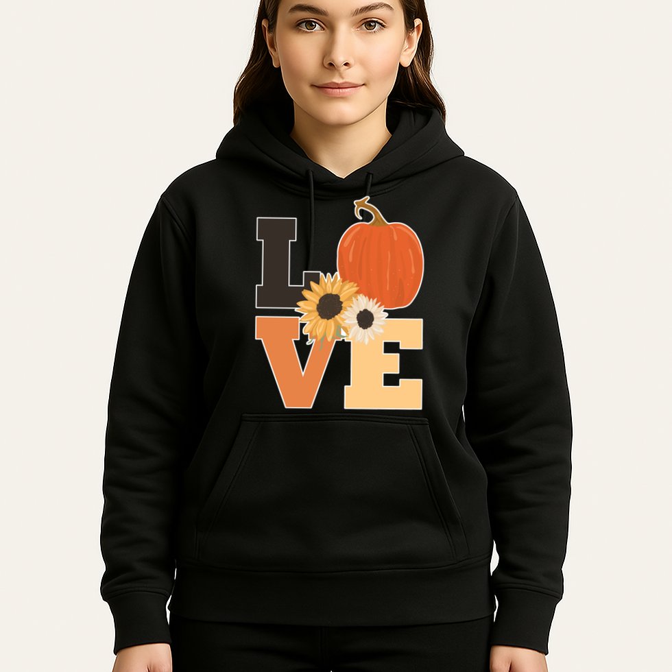 LOVE Autumn Floral Pumpkin Fall Season Hoodie