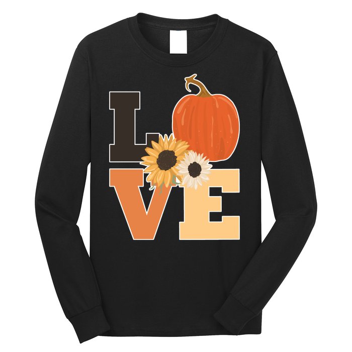 LOVE Autumn Floral Pumpkin Fall Season Long Sleeve Shirt