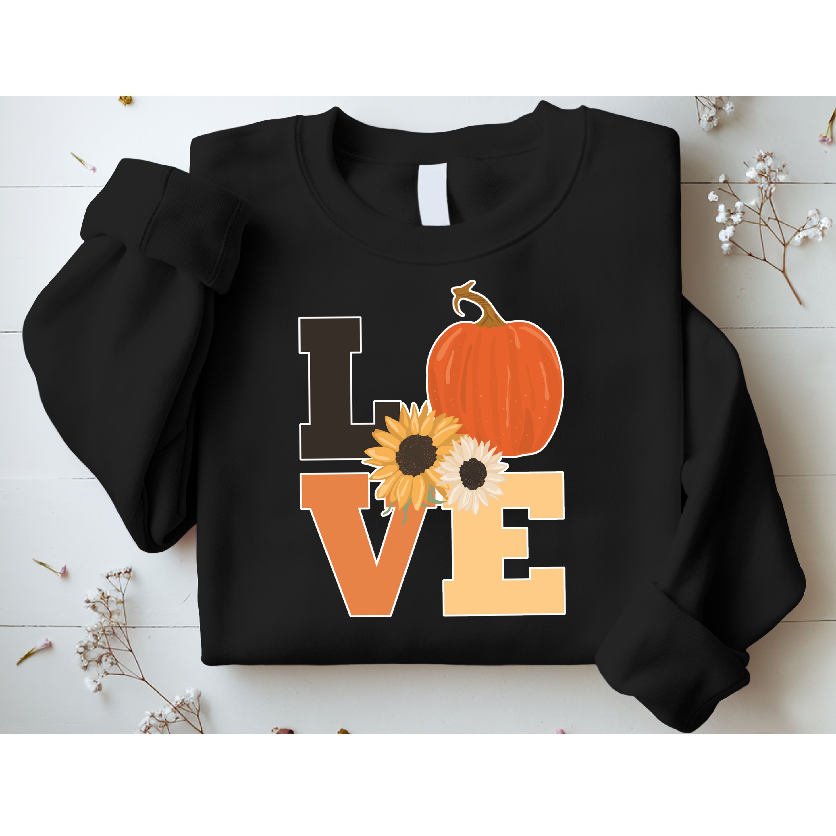 LOVE Autumn Floral Pumpkin Fall Season Sweatshirt