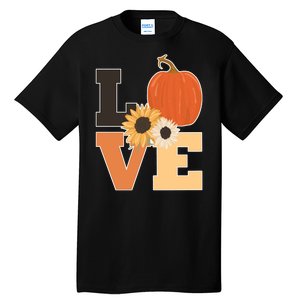 LOVE Autumn Floral Pumpkin Fall Season Tall T-Shirt