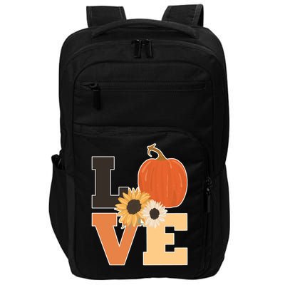 LOVE Autumn Floral Pumpkin Fall Season Impact Tech Backpack