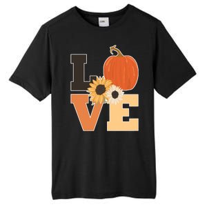 LOVE Autumn Floral Pumpkin Fall Season Tall Fusion ChromaSoft Performance T-Shirt