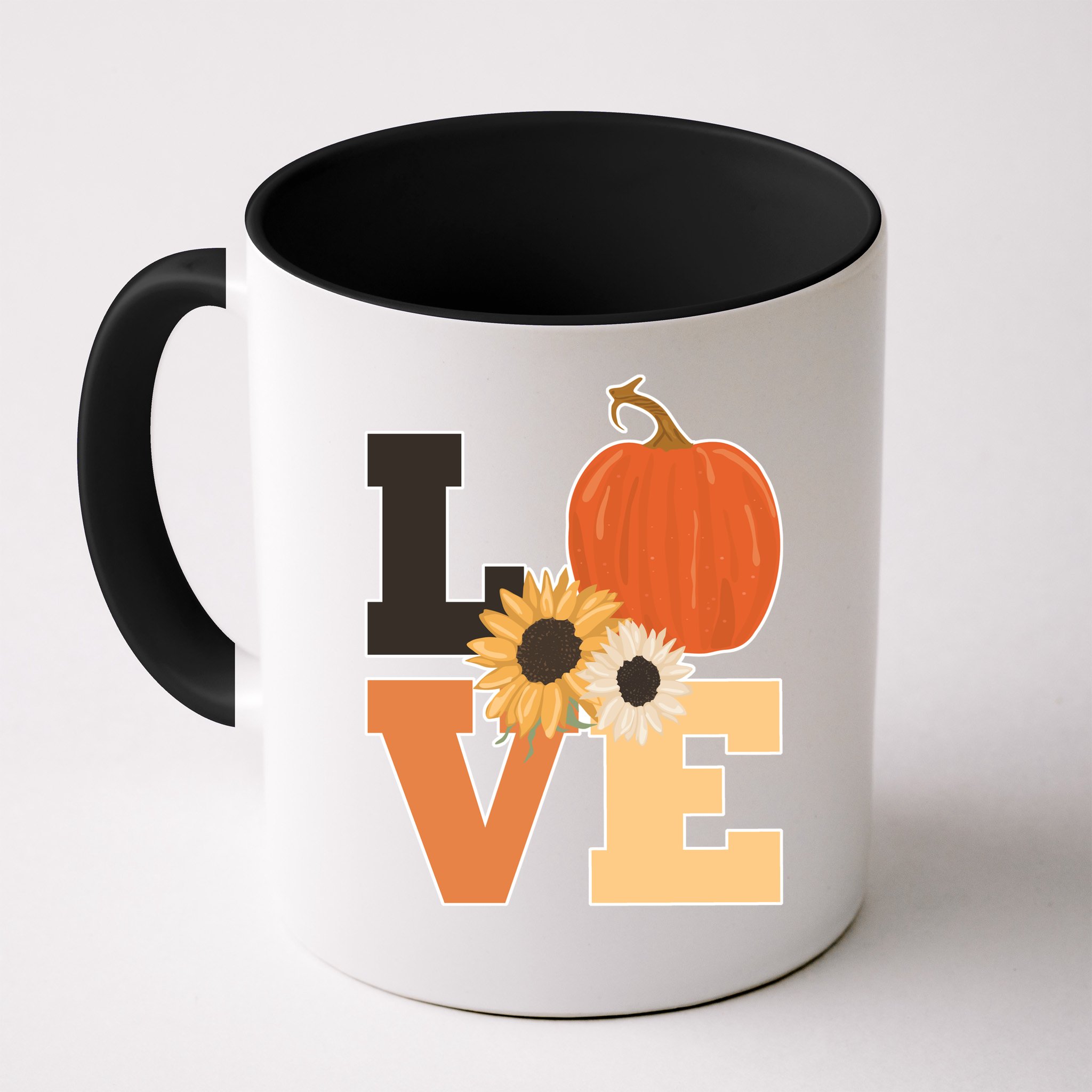 LOVE Autumn Floral Pumpkin Fall Season Mug