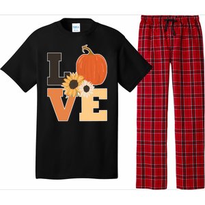 LOVE Autumn Floral Pumpkin Fall Season Pajama Set