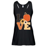 LOVE Autumn Floral Pumpkin Fall Season Ladies Essential Flowy Tank