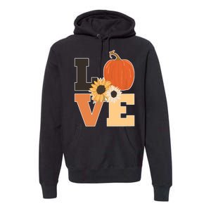 LOVE Autumn Floral Pumpkin Fall Season Premium Hoodie