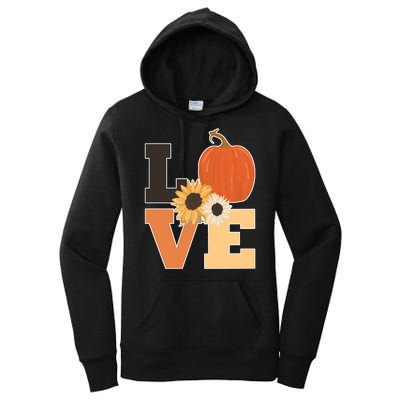 LOVE Autumn Floral Pumpkin Fall Season Women's Pullover Hoodie