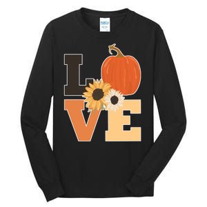 LOVE Autumn Floral Pumpkin Fall Season Tall Long Sleeve T-Shirt