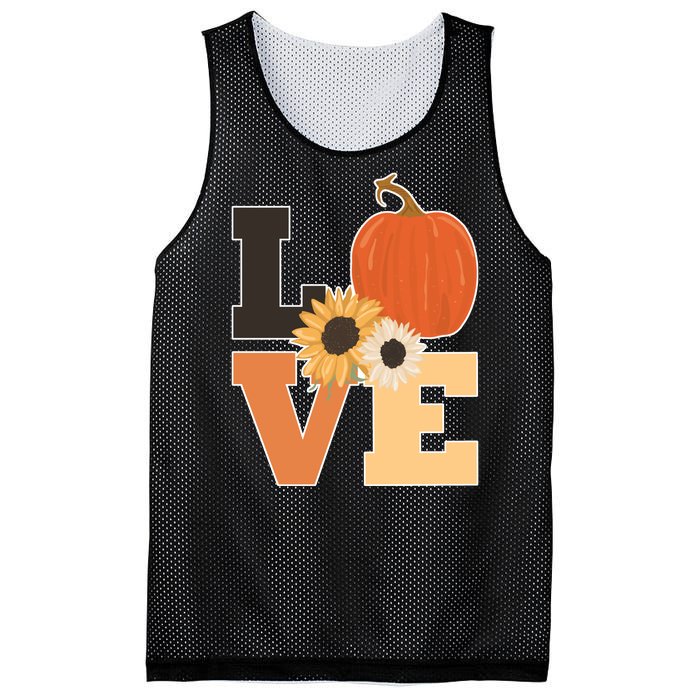 LOVE Autumn Floral Pumpkin Fall Season Mesh Reversible Basketball Jersey Tank