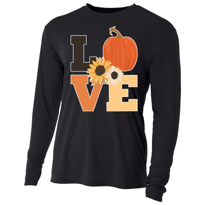 LOVE Autumn Floral Pumpkin Fall Season Cooling Performance Long Sleeve Crew