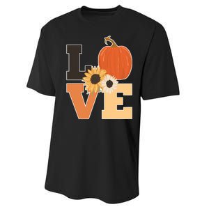 LOVE Autumn Floral Pumpkin Fall Season Performance Sprint T-Shirt