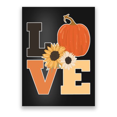 LOVE Autumn Floral Pumpkin Fall Season Poster
