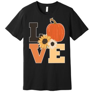 LOVE Autumn Floral Pumpkin Fall Season Premium T-Shirt