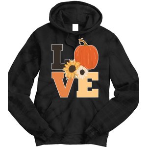 LOVE Autumn Floral Pumpkin Fall Season Tie Dye Hoodie