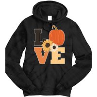 LOVE Autumn Floral Pumpkin Fall Season Tie Dye Hoodie