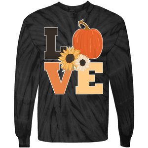 LOVE Autumn Floral Pumpkin Fall Season Tie-Dye Long Sleeve Shirt