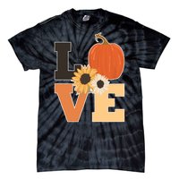 LOVE Autumn Floral Pumpkin Fall Season Tie-Dye T-Shirt