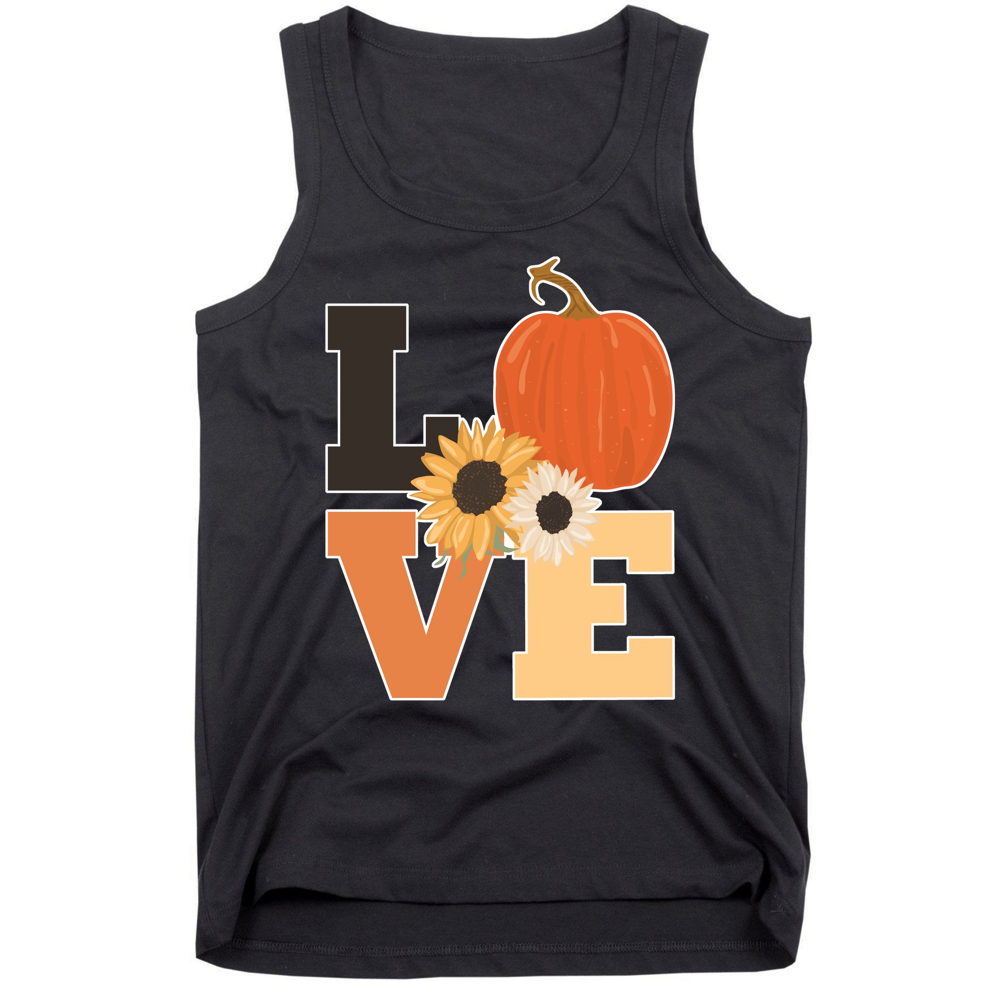 LOVE Autumn Floral Pumpkin Fall Season Tank Top