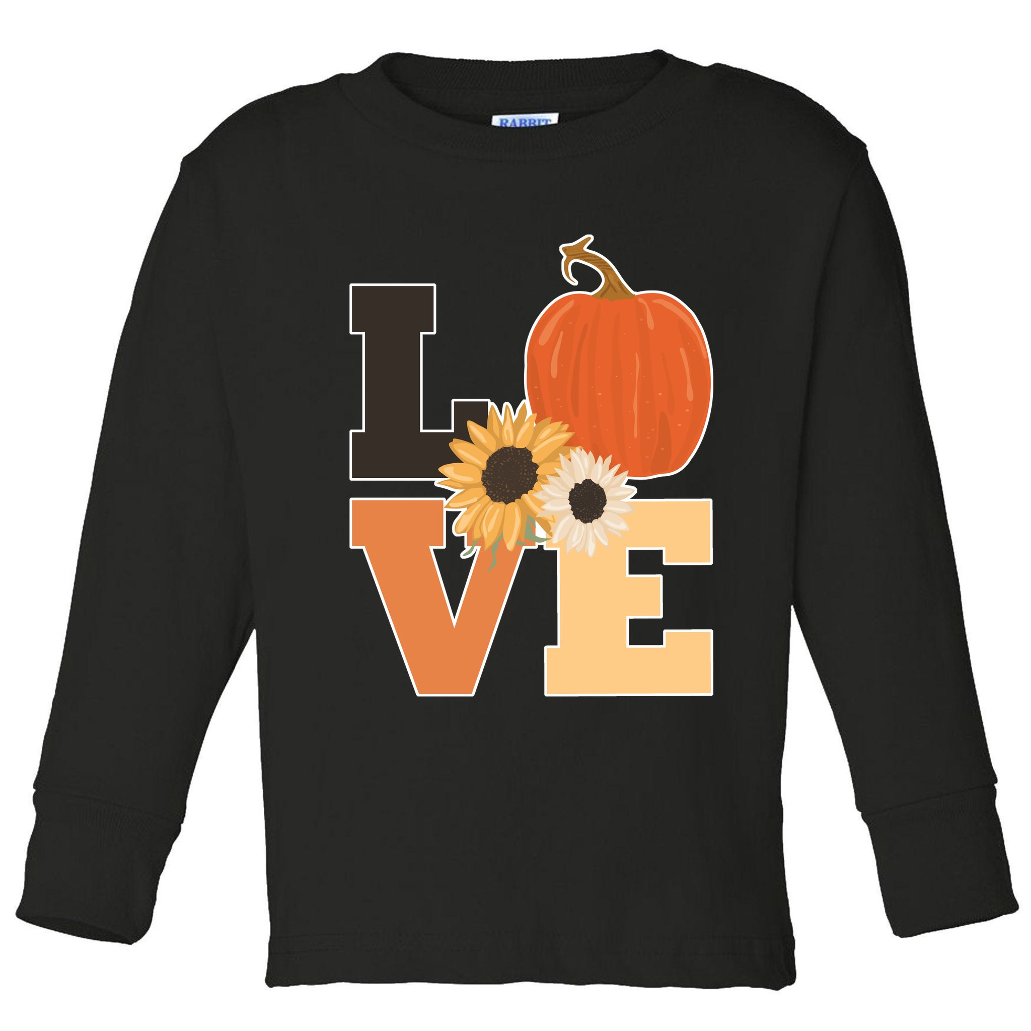 LOVE Autumn Floral Pumpkin Fall Season Toddler Long Sleeve Shirt