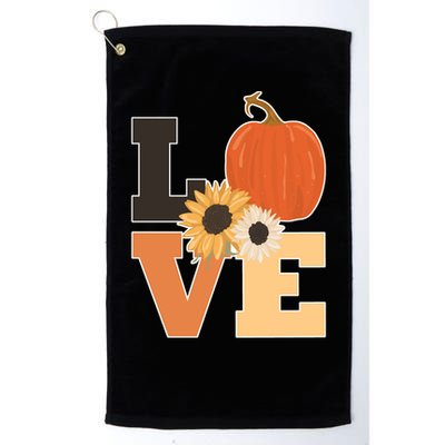 LOVE Autumn Floral Pumpkin Fall Season Golf Towel