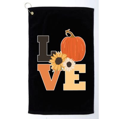 LOVE Autumn Floral Pumpkin Fall Season Platinum Collection Golf Towel