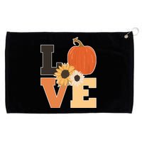 LOVE Autumn Floral Pumpkin Fall Season Grommeted Golf Towel