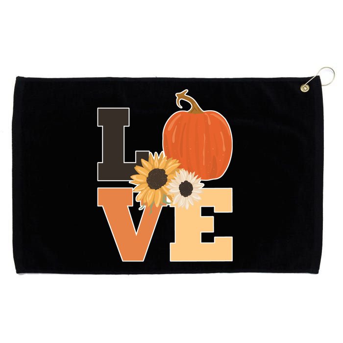 LOVE Autumn Floral Pumpkin Fall Season Grommeted Golf Towel