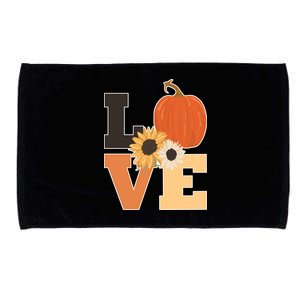 LOVE Autumn Floral Pumpkin Fall Season Microfiber Hand Towel