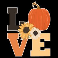 LOVE Autumn Floral Pumpkin Fall Season Women's V-Neck T-Shirt