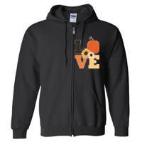 LOVE Autumn Floral Pumpkin Fall Season Full Zip Hoodie