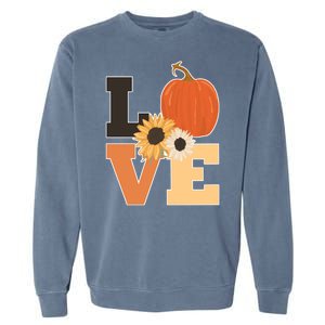 LOVE Autumn Floral Pumpkin Fall Season Garment-Dyed Sweatshirt