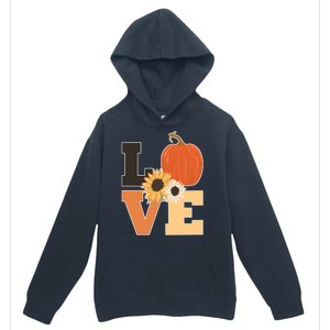 LOVE Autumn Floral Pumpkin Fall Season Urban Pullover Hoodie