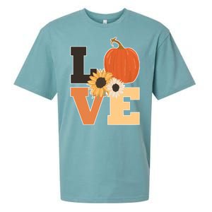 LOVE Autumn Floral Pumpkin Fall Season Sueded Cloud Jersey T-Shirt