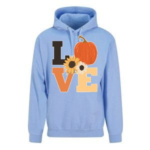 LOVE Autumn Floral Pumpkin Fall Season Unisex Surf Hoodie