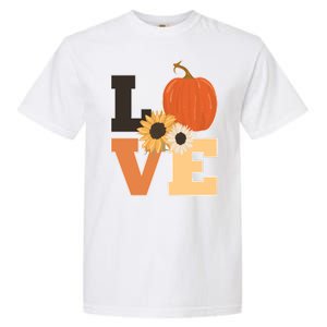 LOVE Autumn Floral Pumpkin Fall Season Garment-Dyed Heavyweight T-Shirt