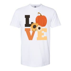 LOVE Autumn Floral Pumpkin Fall Season Softstyle CVC T-Shirt