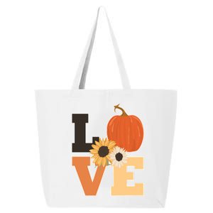 LOVE Autumn Floral Pumpkin Fall Season 25L Jumbo Tote