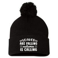 Leaves Are Falling Autumn Is Calling Pom Pom 12in Knit Beanie
