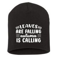 Leaves Are Falling Autumn Is Calling Short Acrylic Beanie